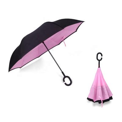 China Minimalist custom logo printing rainproof inverted reverse umbrella for car for sale