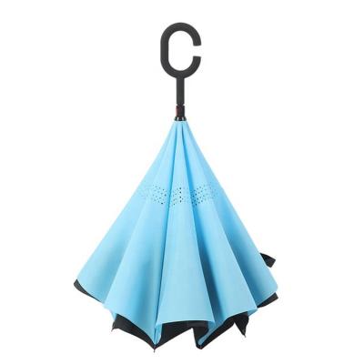 China Minimalist Hot Sale Umbrella Double Layer C Shape Reverse Handle Umbrella for sale