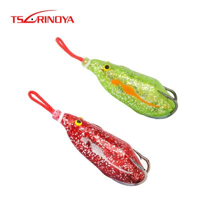 China NEW NUMEN 63mm 14g Topwater Rubber Frog Fishing Lures TSURINOYA Bait Triple Soft Hooks Artificial Snakehead Simulation Mouse Frogs for sale