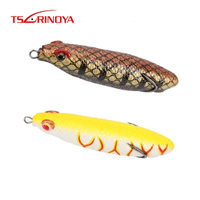 China TSURINOYA LY20 90mm Long Pencil 16.5g Frog Fishing Lure Top Water Rubber Casting Double Slack Hooks Artificial Pencil Frog Lure Bait for sale