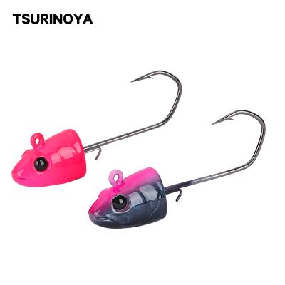 China TSURINOYA Lead JIG HEAD Hooks 11g 14g Lead Jig Lure Soft Worm Fish Shaped Crank Sea Bass Jigging Metal Fishing Tackle Fish Hook for sale