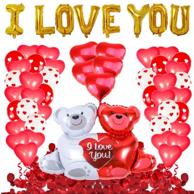 China New Design Valentine Party Decoration Supplies Film+latex Balloons Set With Foil LOVE Balloons For Wedding for sale