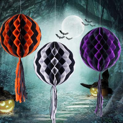 China Eco-Freindly Halloween Supplies Decorative Honeycomb Lantern Balls Lantern Mall Hotel Ghost Festival Paper Festival Supplies for sale