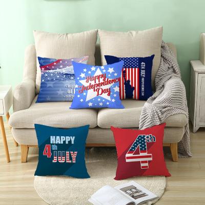 China Independence Day Series Anti-static Price Promotion Cushion Cover Decoration Pillow Canvas Material Printed Home Cover for sale