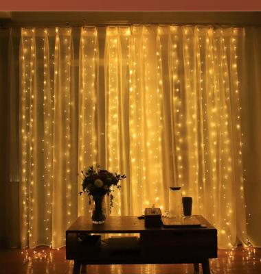 China Window Display 3*3M 300 USB rwaterproof Room Decorative Copper Wire Color LED String Light Curtain Light for sale