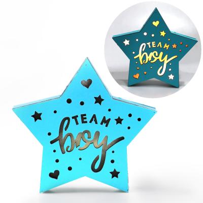 China Eco-Freindly Amazon Hot Sale Kind Reveal Wood Led Light Team Boy And Team Girl Baby Shower Wooden Craft for sale