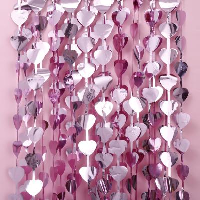 China Shiny Tinsel Curtain Party Decoration Heart Aluminum Curtain Metallic Fringe for Bachelor Party Decorations for sale