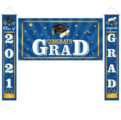 China 3pcs/set 2021 Party Graduation Sign Hanging Banner For Wall Door Graduation Party Decorations With Backdrop/Photo for sale