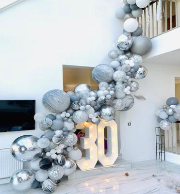 China New Eco-Freindly 4D Silver Gray Latex Balloon Macaron Set Birthday Wedding Decoration Agate Arch Balloon Sets for sale