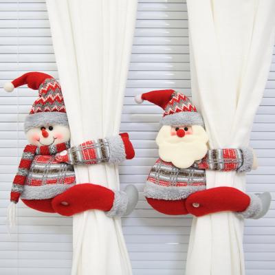 China Eco-Freindly Plush Toy Christmas Decorations Santa Claus Snowman Deer Curtain Buckle Kids Christmas Gift for sale