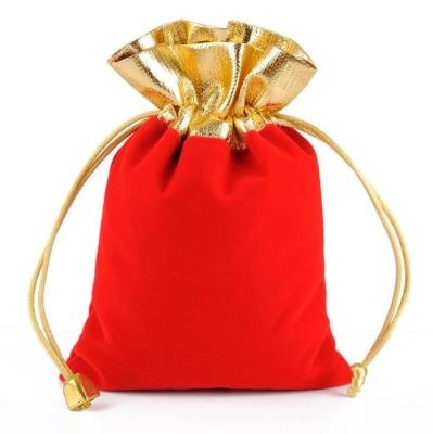 China Red Cord Velvet Gift 10*12cm Pouches Fiber Bag Jewelry Pouches Top Gold Bag for sale