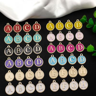 China E-Co Friendly 100pcs/pack Mixed Initial Letter A-Z Alphabet Pendant Colorful Enamel Zinc Alloy Letter Charms Letter Pendants DIY Accessory for sale