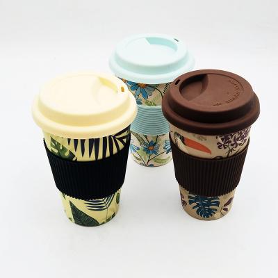 China Eco-firendly 400ml Eco-friendly Biodegradable Reusable Bamboo Fiber Takeaway Coffee Cup for sale