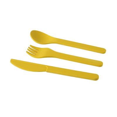 China Sustainable Reusable Eco Friendly Bamboo Fiber Travel Cutlery Set Knife Fork Spoon Set for sale