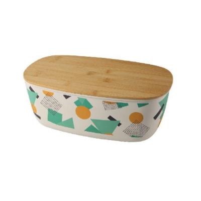 China Bio Sustainable Eco Food Grade Bamboo Fiber Bread Box Crate Container With Bamboo Lid for sale