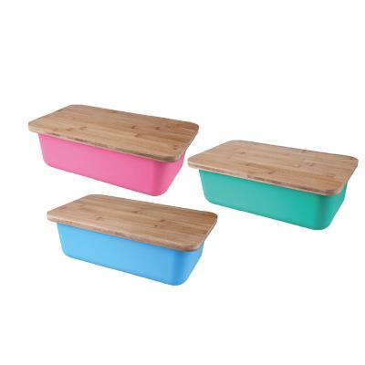 China Viable Customizable Bamboo Fiber Eco Rectangle Degradable Lunch Bread Storage Box for sale