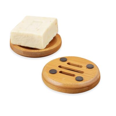 China Sustainable Natural Bamboo Tray Holder Container With Drain Soap Dish Toilet Soap Box For Bathroom for sale