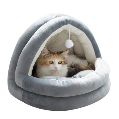 China Sustainable Manufacturer Custom Warm Cat Bed House With Ball Toys Pet Bed For Cats And Dogs Pet Supplies for sale