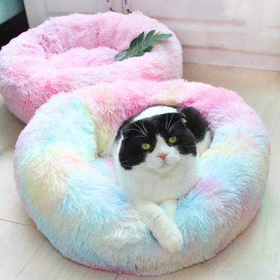 China Custom Viable Wholesale Colorful Warm Soft Plush Comfy Dog Bed For Sleeping Winter Pet Supplies for sale