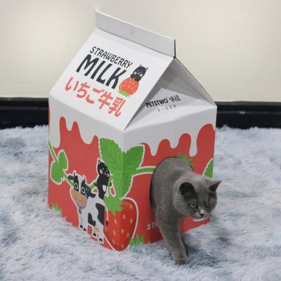 China 2 Viable in 1 Cat House and Toys Printed Cute Model Cat Scratcher Paper Cat Toys for sale