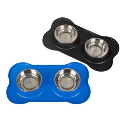 China Viable Wholesale Manufacturer Silicone Mat Stainless Steel Pet Bowls for sale