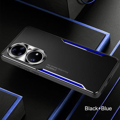 China Customized Luxury LS Shockproof Brushed Metal Real Original Brushed Metal Phone Case For Huawei P50 Pro Brushed Metal Phone Case for sale