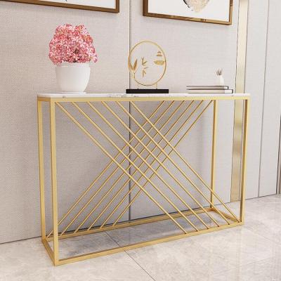 China European Mordern Style Console Table Wrought Iron Metal Shelf Marble Divider Console Table for sale