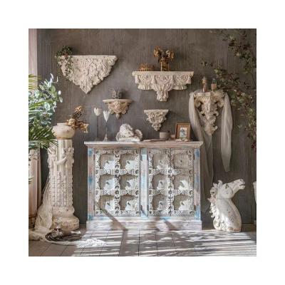 China Antique Hot Selling Antique Living Room Cabinet Retail Use Wooden Cabinet Rattan Wood Cabinet for sale