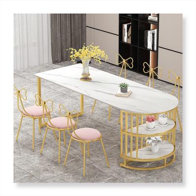 China (Size) large size furniture adjustable luxury dining table and chair set marble dining table dining set for sale