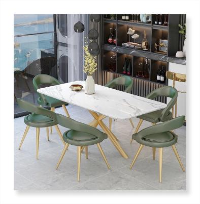 China (Size)Adjustable Furniture Metal Dining Table Set Marble Luxury Dining Table Dining Set for sale