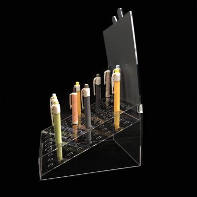 China Viable Transparent Acrylic Pen Holder Stationery Shop Display Stand Eyebrow Pencil Tip Storage Display for sale