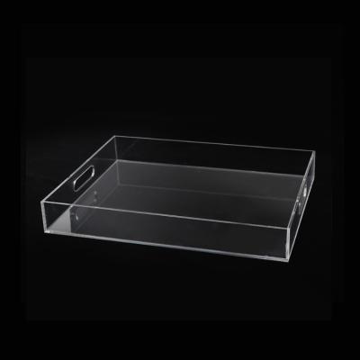 China Simple Modern Transparent Acrylic Hair Dish Rectangular Hotel Dessert Dish Restaurant Fruit Tray Rectangular Cup Tray for sale