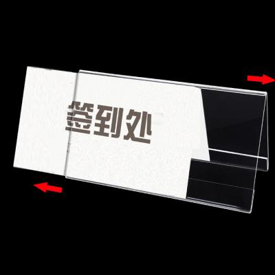 China Decca brand table triangle conference card wholesale acrylic seat card double-sided transparent table display board table display board for sale