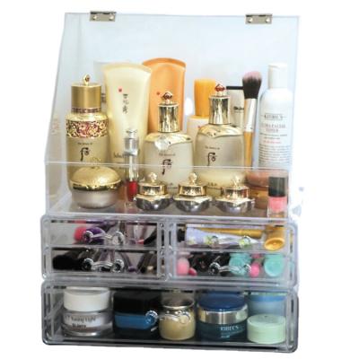 China Modern Multilayer Transparent Acrylic Drawer Cosmetics Hand Handle Storage Box Display Box for sale