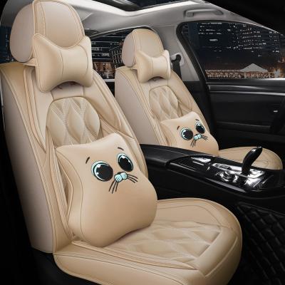 China Business cartoon car seat covers luxury leather four seasons automobile cushion manufacturer general car seat cover for sale