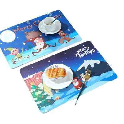 China New arrivals Christmas pattern hotel tableware non-slip mat printed custom environmental printing leather table mat for sale