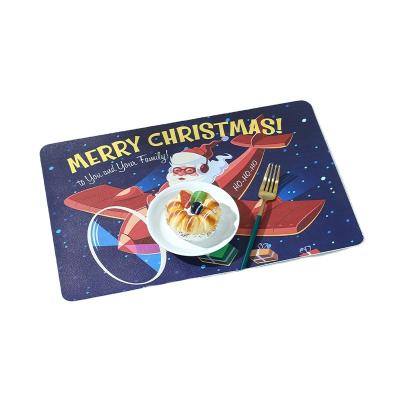 China Fashion Christmas pattern hotel tableware non-slip mat printed custom environmental printing leather table mat for sale