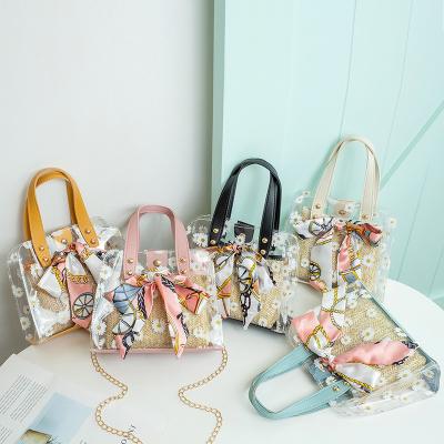 China Fashion new arrivals 2020 hot lady women bag small fashion handbags for girls clear pvc bag for ladies flower printing bags cheap for sale