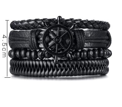 China Fashion Jewelry Diy Woven Simple Cheap Cute Charm Handmade Multi-Layer Men's Braided Leather Bracelets Leather Bracelets for sale