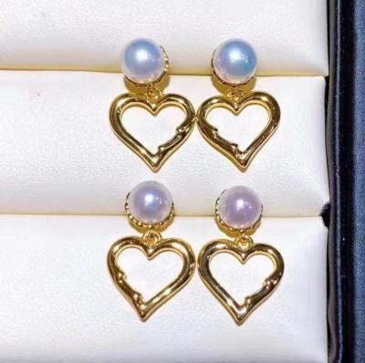 China New TRENDY fashion design custom 14k gold plated heart shaped pearl earrings jewelry set for sale