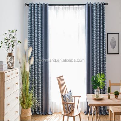 China Blue Blackout Blackout Geometry Printed Curtain for Living Room for sale