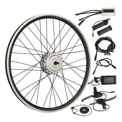 China 36/48v 250w speed front wheel motor sinewave controller electric bicycle conversion brushless electric bicycle kit waterproof city bike kit for sale