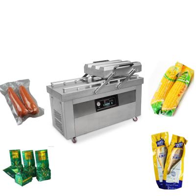 China Food machine double chamber automatic vacuum skin vacuum thermoforming packing machine for sale