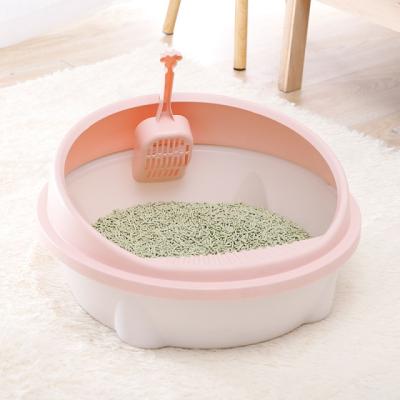 China Wind Viable Cat Ins Tilt Cat Litter Box Bottom Round High Border Throw To Splash Resistant Resin Nordic Cat Toilet for sale