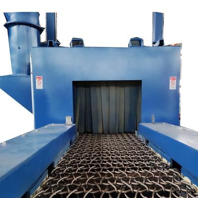 China Automatic Outdoor Cleaning Wire Mesh Belt Shot Blasting Machine Aluminum Wheels for sale