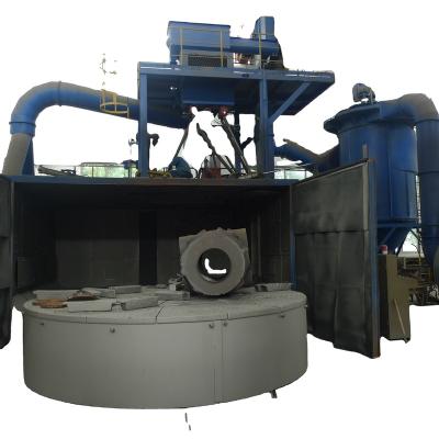 China Wheeled Rotary Table Carriage Automatic Shot Blasting Profile Steel/Aluminum Profile Machine For Large Metal Parts for sale