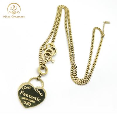 China WEIXIA TRENDY Gold Plated Heart Stainless Steel Necklace Custom Design Jewelry For Women for sale