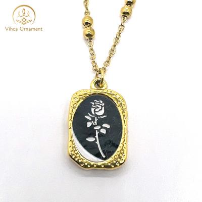 China TRENDY Trendy 18K Gold PVD Plated Stainless Steel Necklace Tarnish Free Waterproof Gold Jewelry for sale