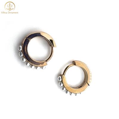 China Wholesale Famous Brand FASHIONABLE Stainless Steel Designer With Half-turn Pearl Design Earring for sale