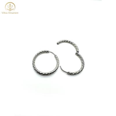 China Party TRENDY Fashion Gift Small Round Stainless Steel With Suface Cut Design Earring for sale